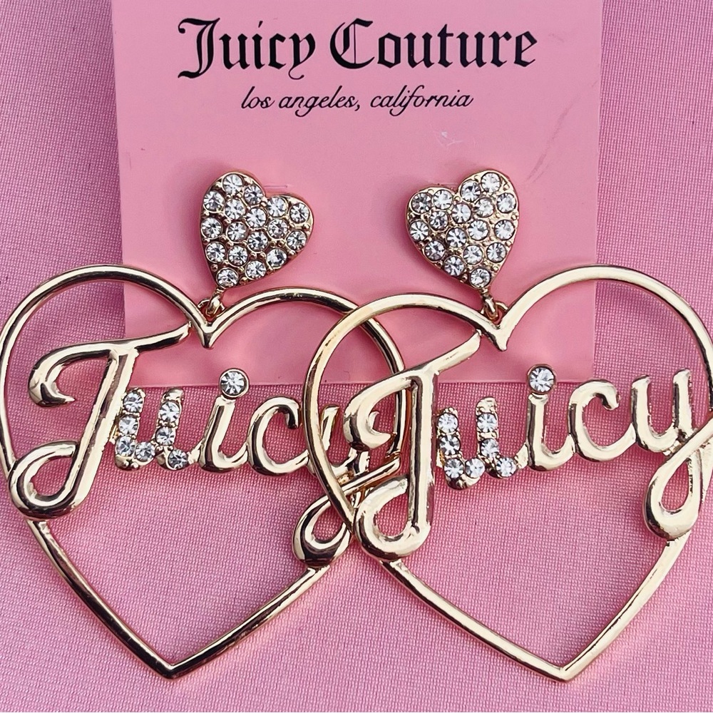 Juicy Couture Rhinestone Heart Large Earrings